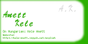 anett kele business card